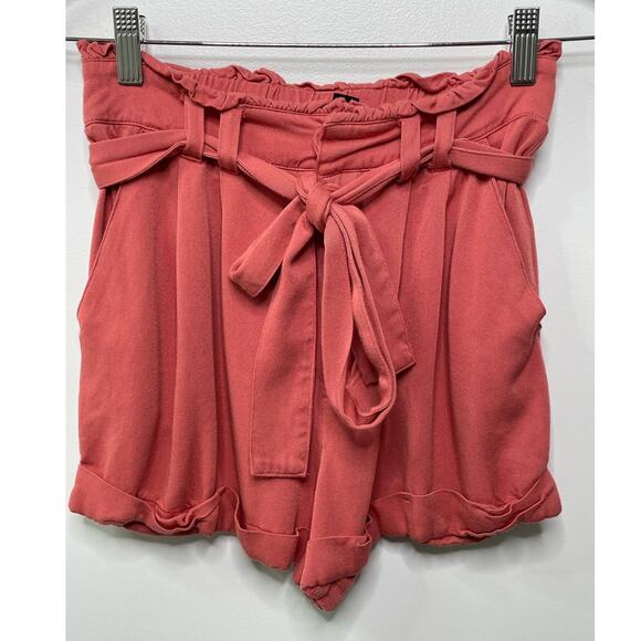 Forever 21 Paperbag Short Pull On Belted Tie Elastic Waist Pink Girly Women's S - Picture 3 of 8